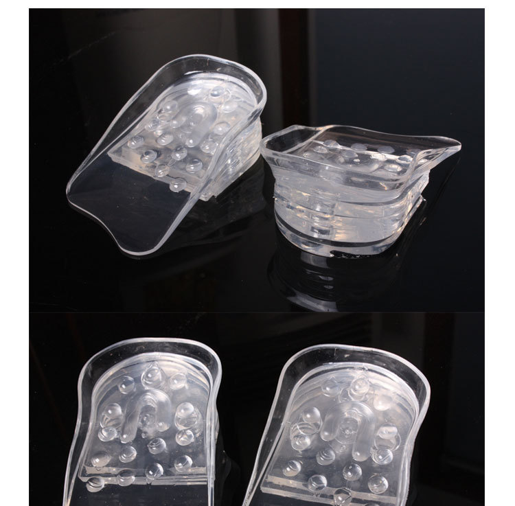 Factory direct sales of transparent silicone height-increasing insoles in white boxes, three-layer height-increasing insoles details Picture