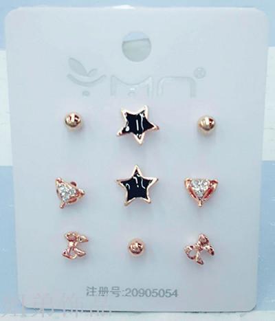 10 yuan multi-shop four pairs and half fashion Korean diamond imitation crystal earrings stud set details Picture