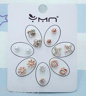10 yuan multi-shop seven pairs of fashionable Korean earrings full figure