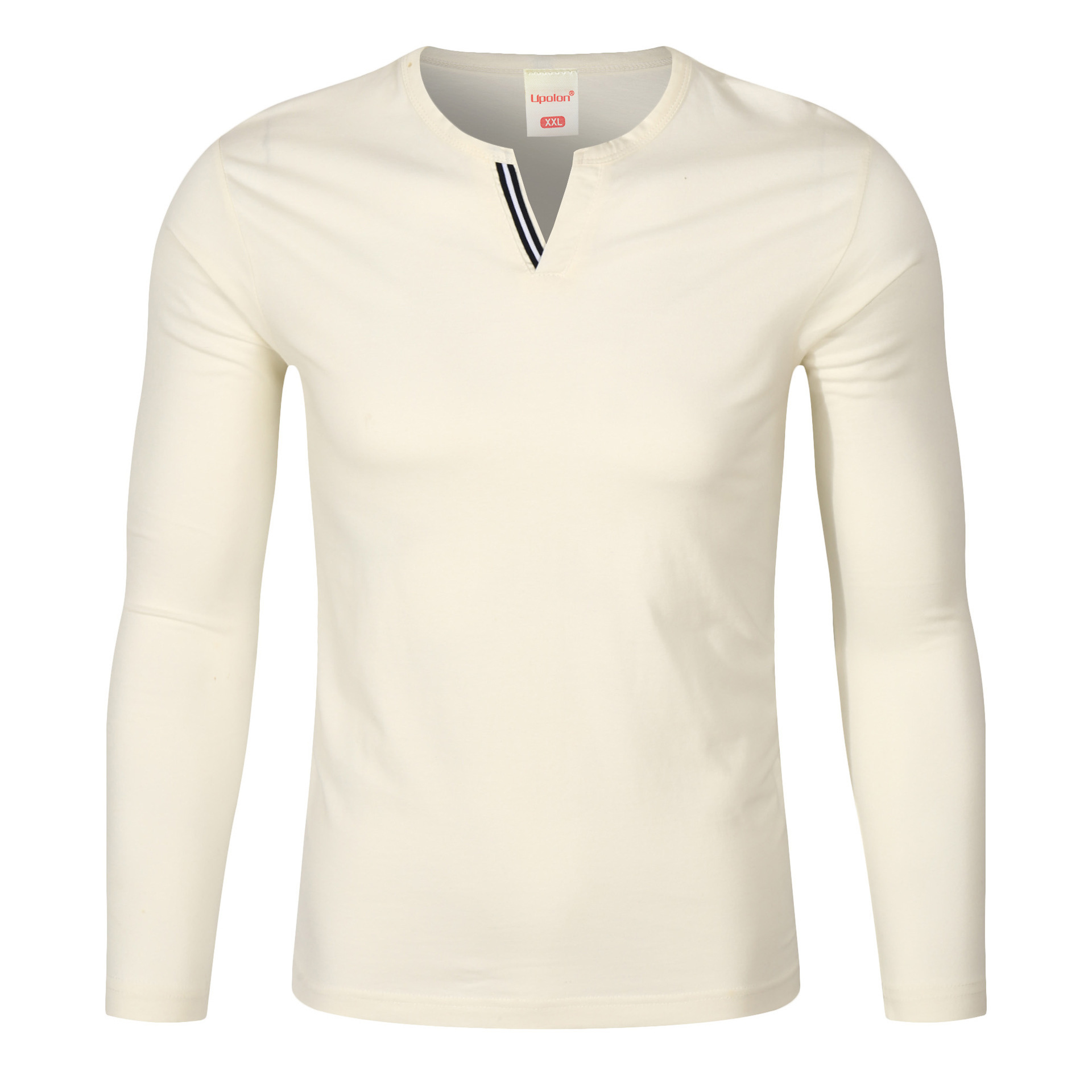 新款半开领无扣珠地棉长袖T恤定制刺绣翻领广告衫文化衫产品图