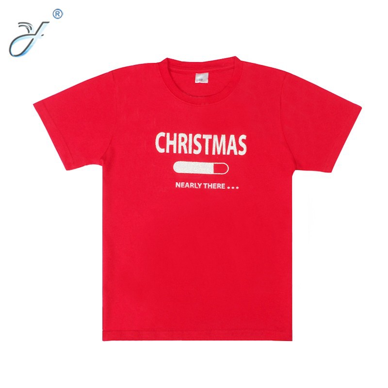 Summer New Children's Cotton Short-Sleeved Cartoon Cute Reindeer Print Christmas T-Shirt Advertising Shirt Group Clothing details Picture