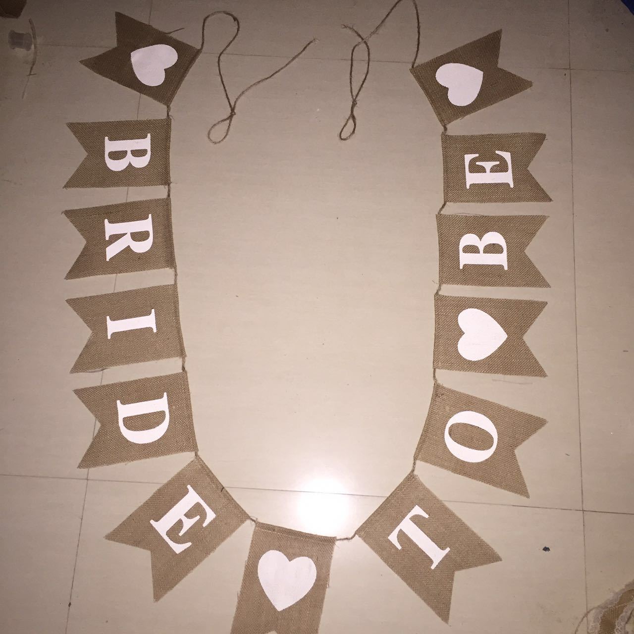 麻布燕尾旗 婚庆派对装饰黄麻三角旗 欧美婚礼装饰 BRIDE TO BE