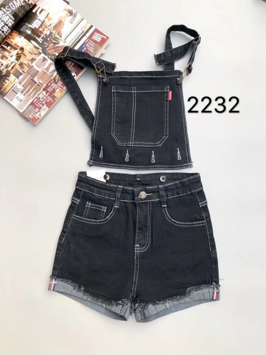 春季新款甜美吊带糖果色牛仔背带牛仔背带裤女连体短裤细节图