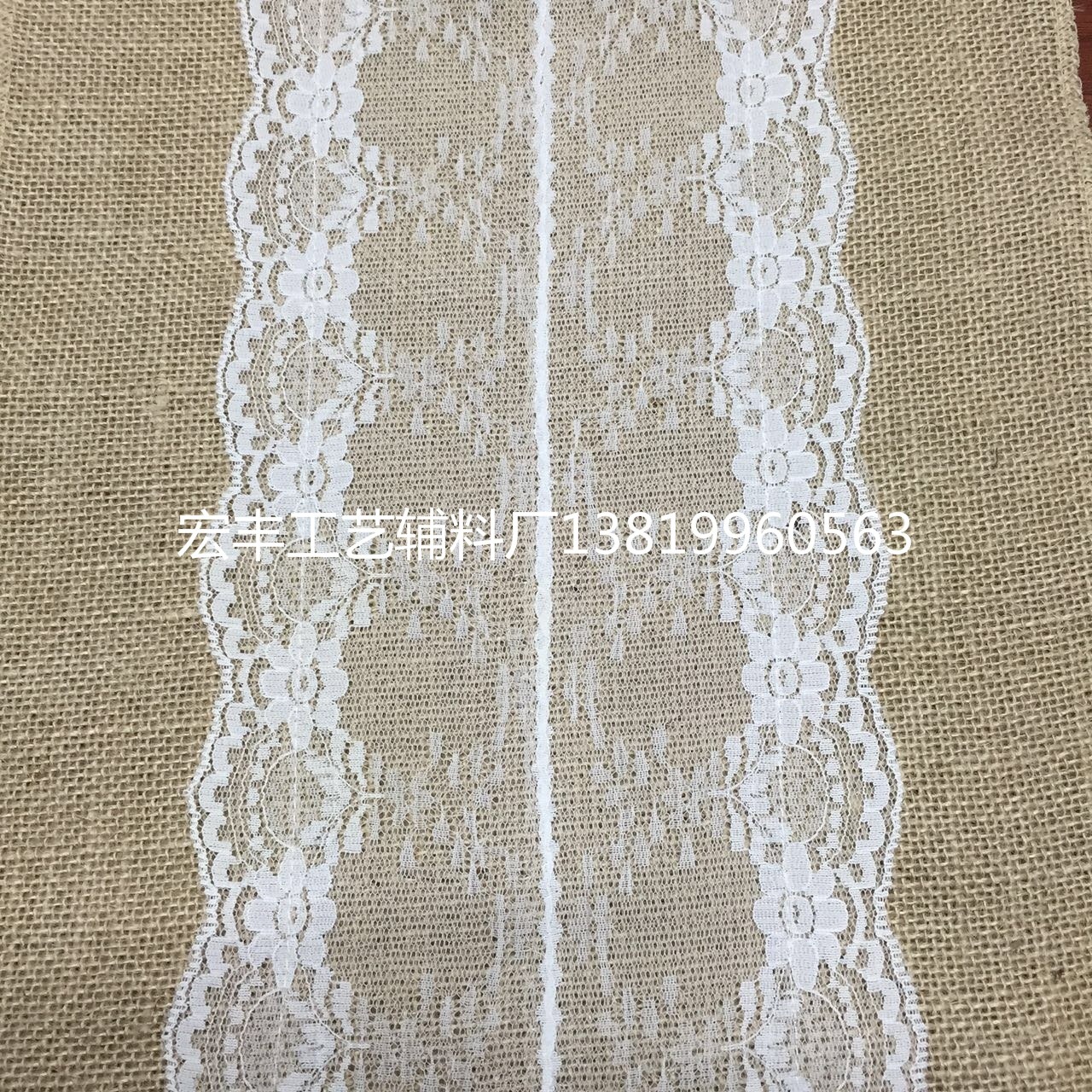 厂家直销麻布桌旗 蕾丝桌布 圣诞工艺婚庆装饰桌旗 麻布