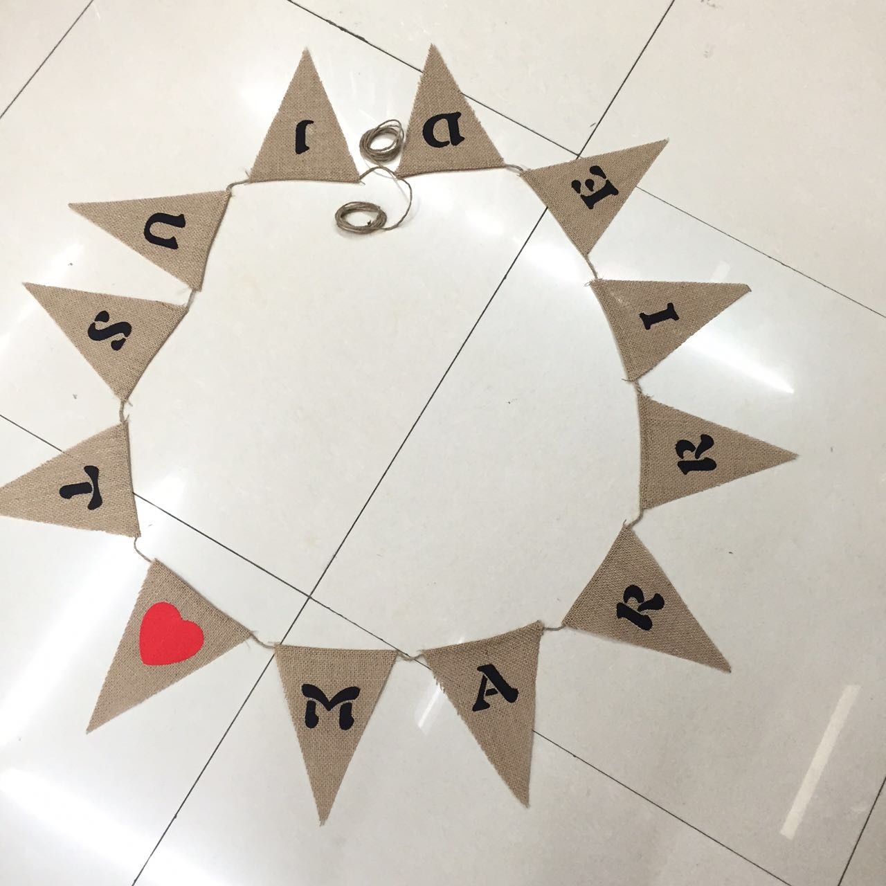 厂家直销 麻布三角旗 diy圣诞婚庆派对装饰品 just married
