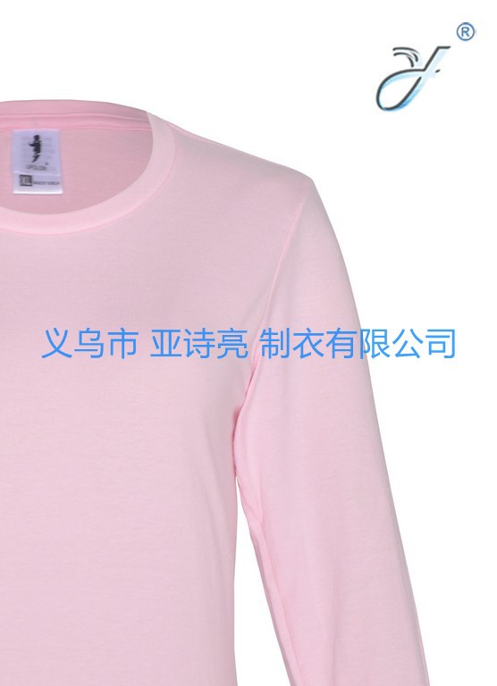 义乌好货来样定制休闲纯色圆领长袖纯精梳棉T恤DIY细节图