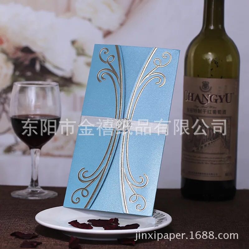 Factory direct sales, customization and wholesale of high-quality wedding invitations and banquet invitations in candy-colored with gold and diamonds details Picture
