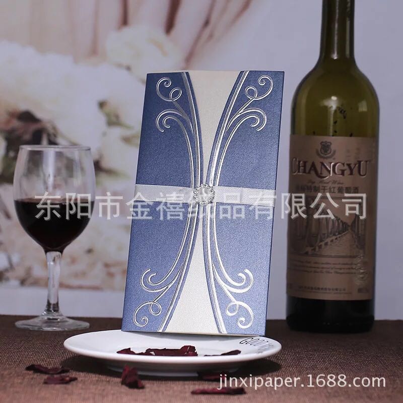 Factory direct sales, customization and wholesale of high-quality wedding invitations and banquet invitations in candy-colored with gold and diamonds Specification image