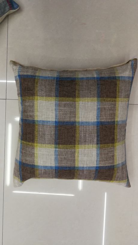 Linen and woolen fabric, fashionable checkered, comfortable car lumbar support pillow cushion cover details Picture