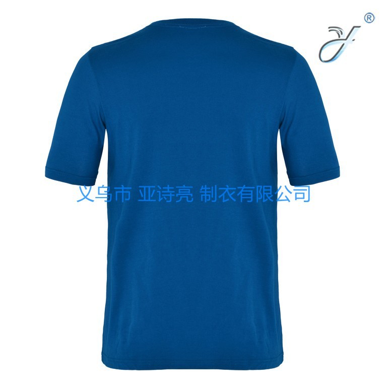 厂家供应休闲纯棉两色V领短袖撞色男式T恤DIY定制广告衫文化衫产品图