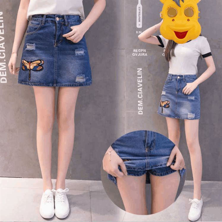 New denim short skirt summer women 2018 new Korean version of everything