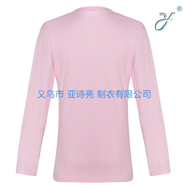 义乌好货来样定制休闲纯色圆领长袖纯精梳棉T恤DIY产品图