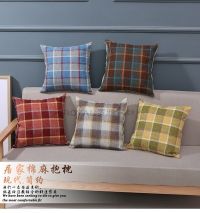 Linen and woolen fabric, fashionable checkered, comfortable car lumbar support pillow cushion cover