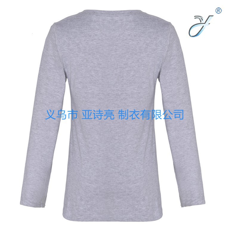 来样定制休闲纯色圆领长袖纯精梳棉T恤DIY定制广告衫文化衫LOGO产品图
