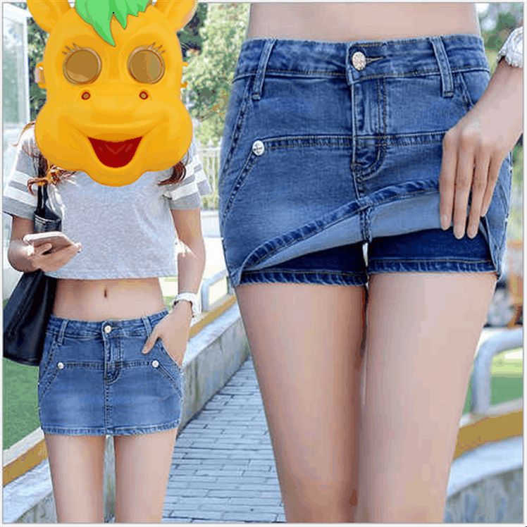 2018 Plus-size high stretch denim short skirt new denim summer anti-light hot pants
