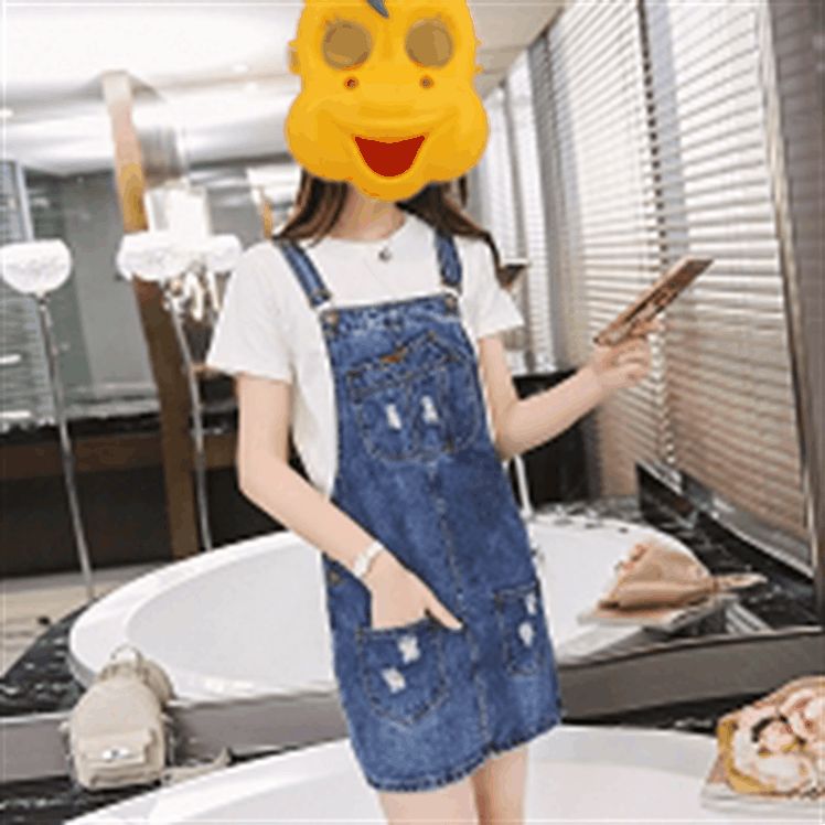 2018 new Korean denim strapback skirt large size loose slimming halter dress