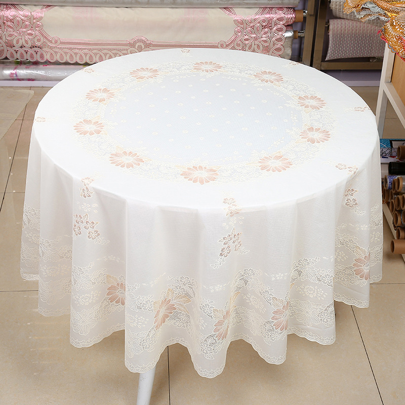 Daily practical round table cloth, PVC waterproof, dustproof and oil-proof tablecloth for restaurants and hotels, customizable factory wholesale