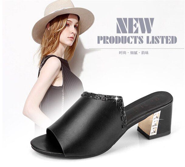 粗跟凉拖大众鞋