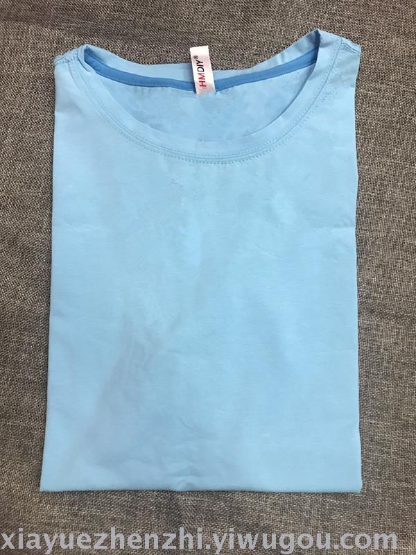 Custom-made multi-color round-neck short-sleeved Lycra cotton men's T-shirts, couple cultural T-shirts, class uniforms, produced by Xia Yue Knitting Application Scenario