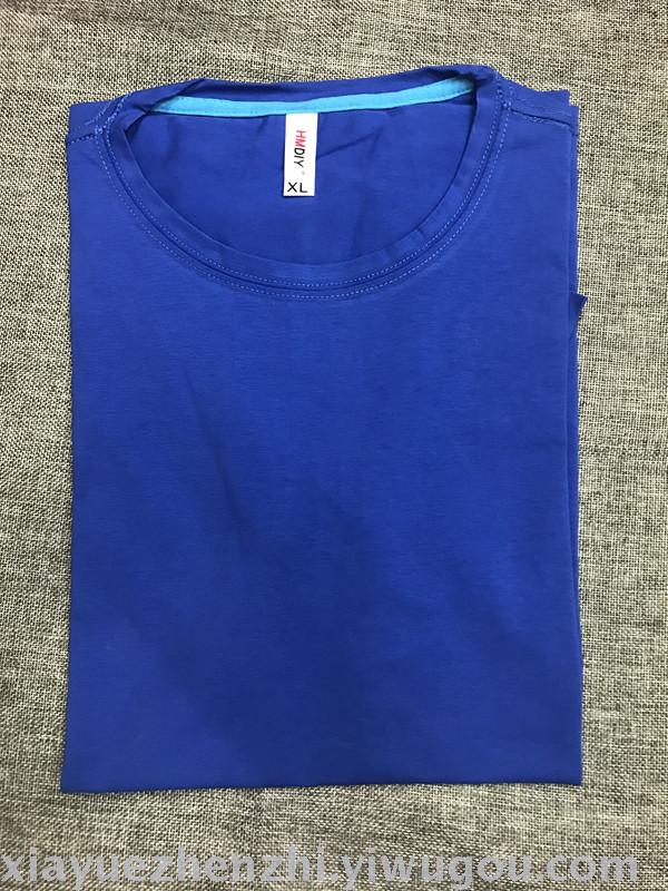 Custom-made multi-color round-neck short-sleeved Lycra cotton men's T-shirts, couple cultural T-shirts, class uniforms, produced by Xia Yue Knitting Specification image