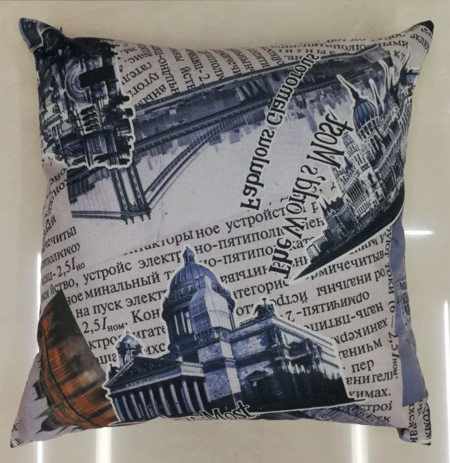 Retro architectural castle, English letter queen, bamboo joint linen composite double-sided printed sofa, car throw pillow cushion cover Specification image