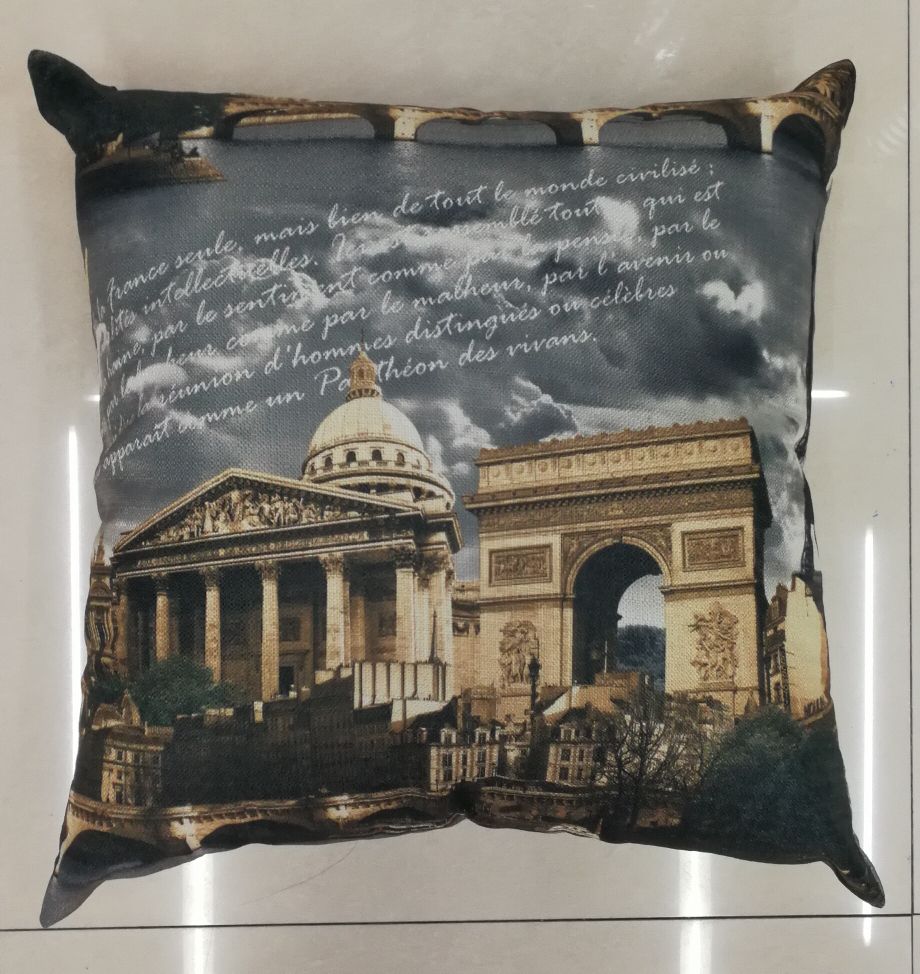 Retro architectural castle, English letter queen, bamboo joint linen composite double-sided printed sofa, car throw pillow cushion cover Application Scenario