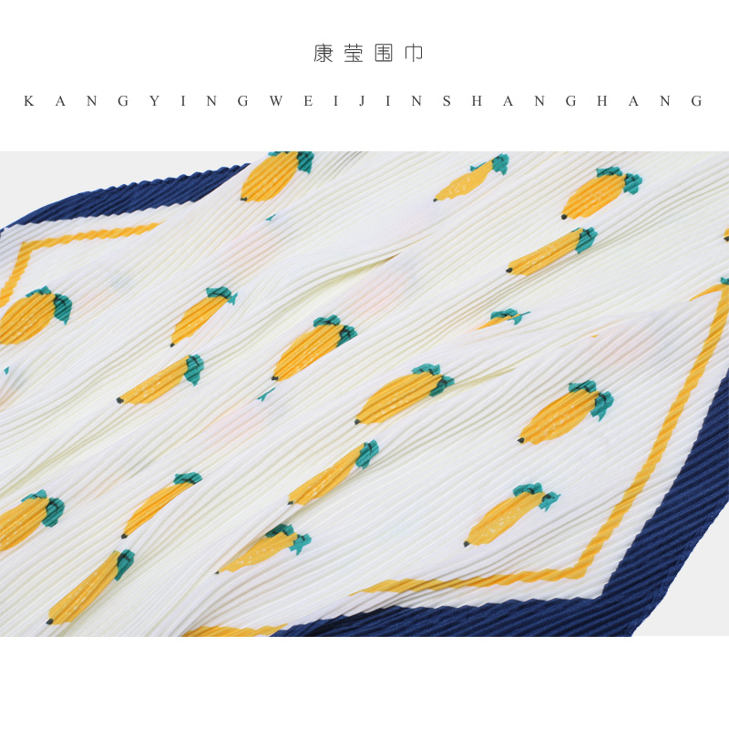 Japan And South Korea New Printed Scarf Folds Casual Small Square Scarf Fashion Everything Double Sided Elastic Small Silk Scarf Scarf Application Scenario