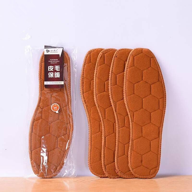 Wholesale of plush insoles for both men and women, winter sweat-absorbing thickened, shock-absorbing and warm plush insoles