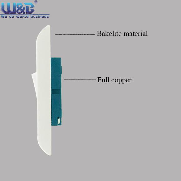 The two-way double-control switch panel is made of all-copper with silver contacts and white bakelite material Specification image