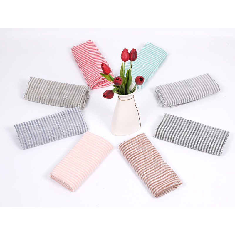Fashion New Cotton Hemp Loose Beard Striped Scarf Leisure Travel All Match Sunscreen Silk Scarf Customization