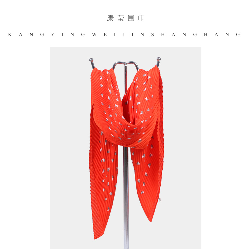 Japan And South Korea New Printed Scarf Folds Casual Small Square Scarf Fashion Everything Double Sided Elastic Small Silk Scarf Scarf