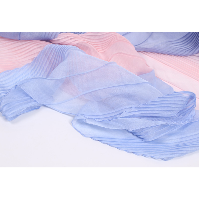 Kangying Fashion New Chiffon Fold Silk Scarf Travel Leisure Decoration Three Color Pressure Zou Silk Scarf Matching Color Small Scarf details Picture