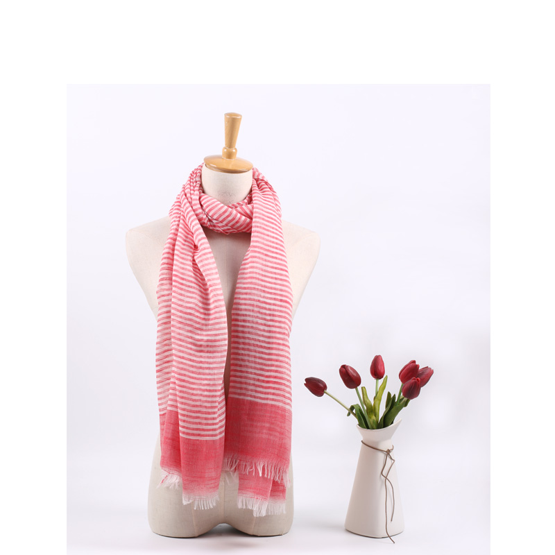 Fashion New Cotton Hemp Loose Beard Striped Scarf Leisure Travel All Match Sunscreen Silk Scarf Customization Application Scenario