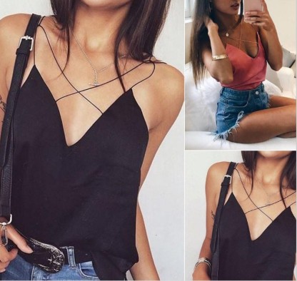 Women's summer new halter vest sexy V-neck lace-up top