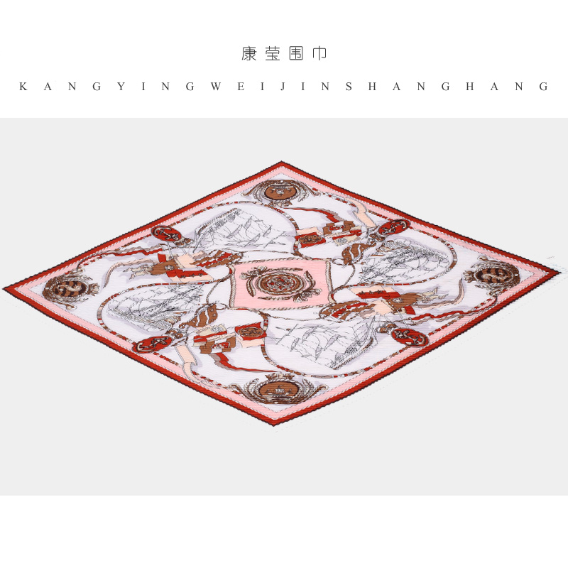 Japan And South Korea New Printed Scarf Folds Casual Small Square Scarf Fashion Everything Double Sided Elastic Small Silk Scarf Scarf Specification drawing