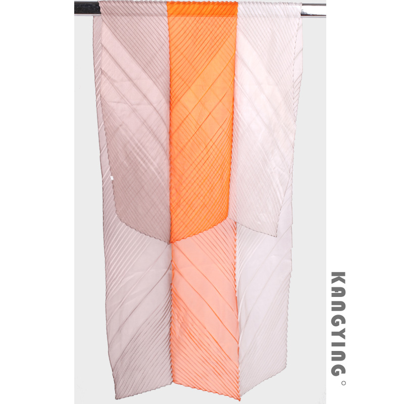 Kangying Fashion New Chiffon Fold Silk Scarf Travel Leisure Decoration Three Color Pressure Zou Silk Scarf Matching Color Small Scarf Specification drawing