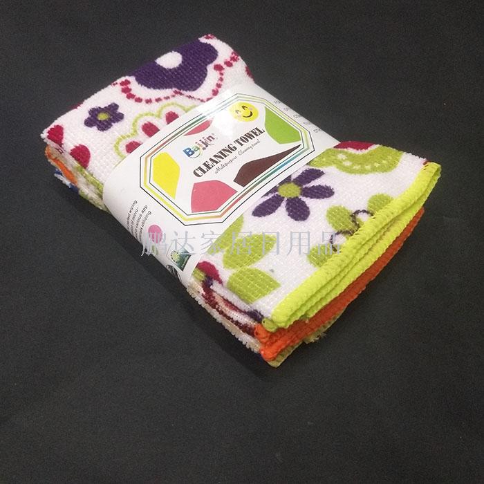 Wholesale of new 5pcs microfiber printed kitchen cleaning cloths that do not stick to oil or shed fibers