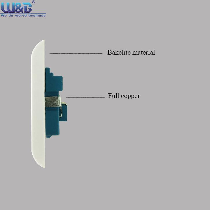 Double 13A switch panel, 2 openings, 2 13A sockets, British 3-flat all-copper bakelite switch panel Specification image