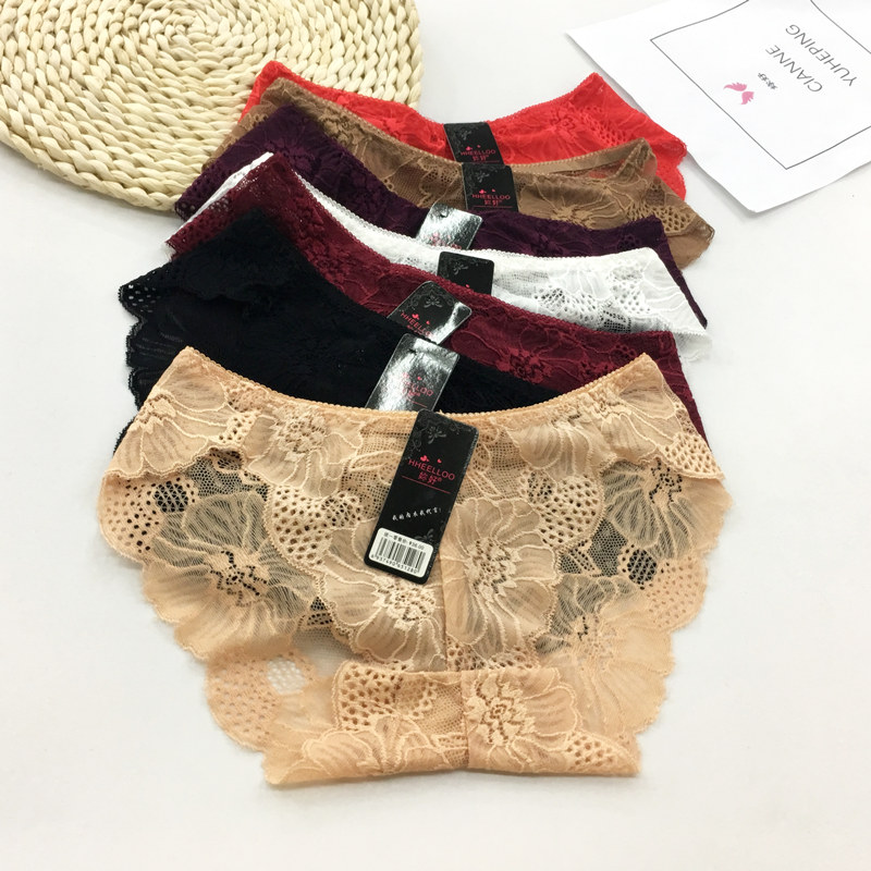 Export low waist ladies lace underwear transparent temptation hollow-out sexy underwear female 81708