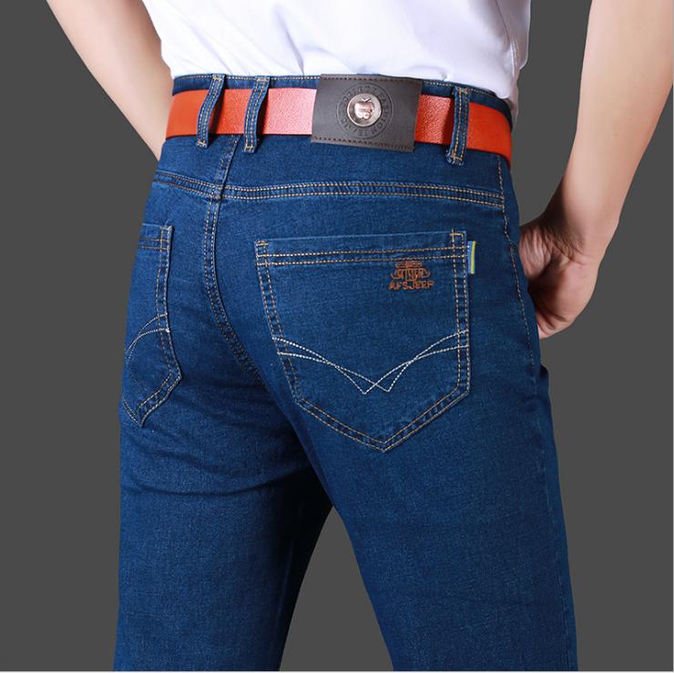 New men's business jeans straight leg light casual stretch jeans pants thumbnail