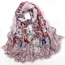New scarf satin cotton print scarf wholesale lace flower print scarf shawl