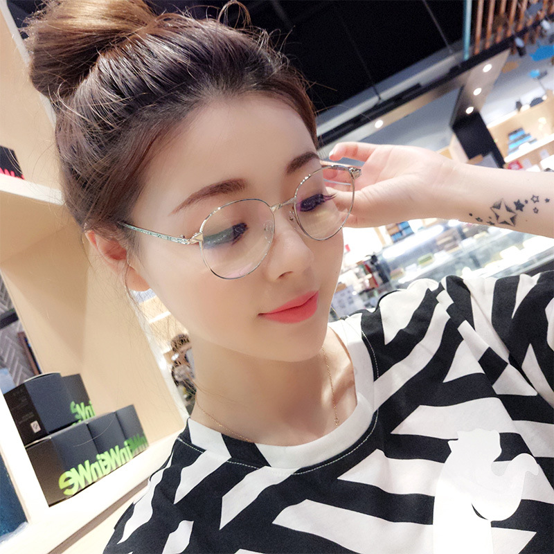 圆形眼镜框男女款韩版潮金属防紫外超轻近视眼镜架文艺复古平光镜