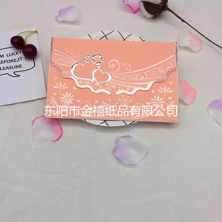 Factory direct sales of creative and sweet double heart-shaped candy-colored wedding invitations/invitations, customized wholesale