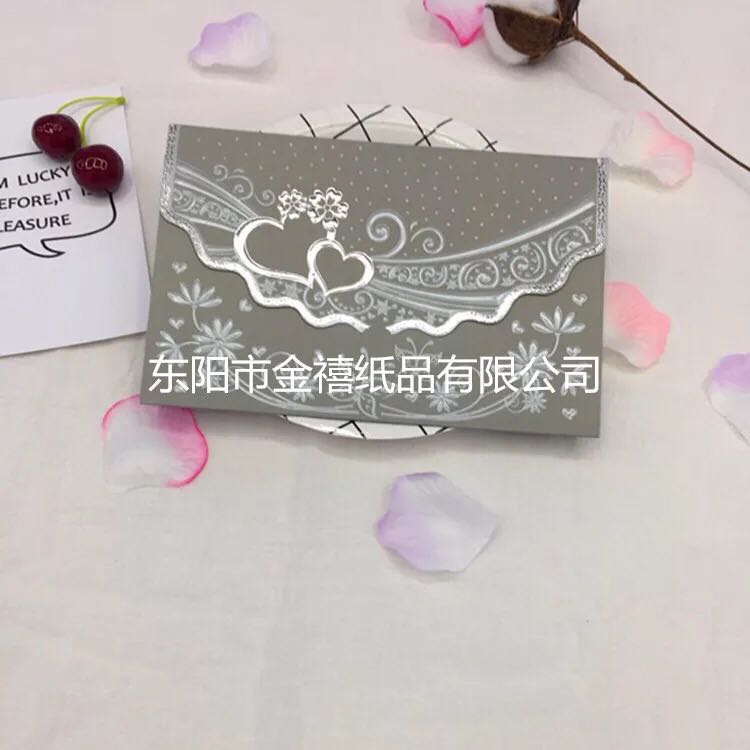 Factory direct sales of creative and sweet double heart-shaped candy-colored wedding invitations/invitations, customized wholesale Specification image
