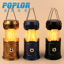 LED solar lantern Flame lamp 5800 telescopic camping light outdoor portable emergency lamp tent light