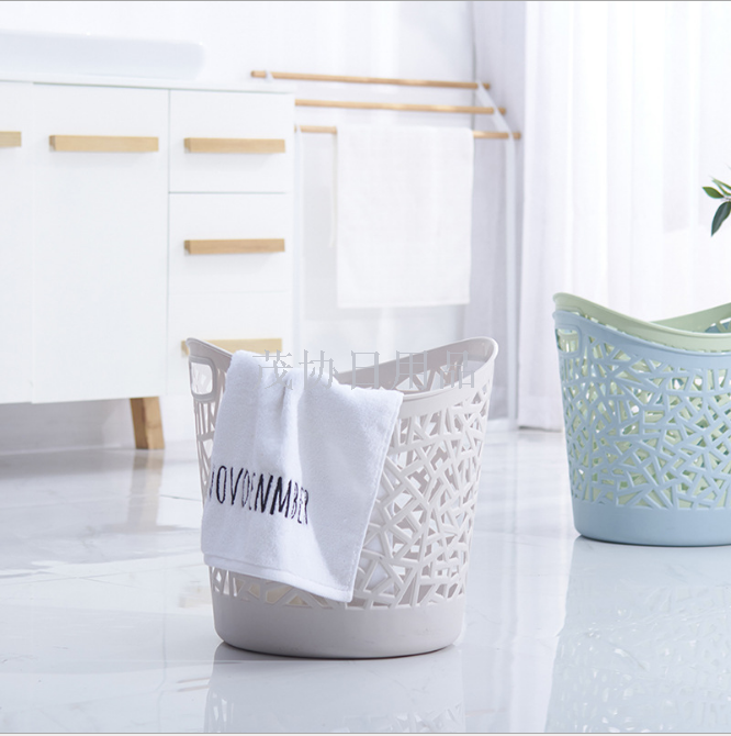 Collapsible woven laundry basket plastic laundry bucket thickened mesh laundry basket