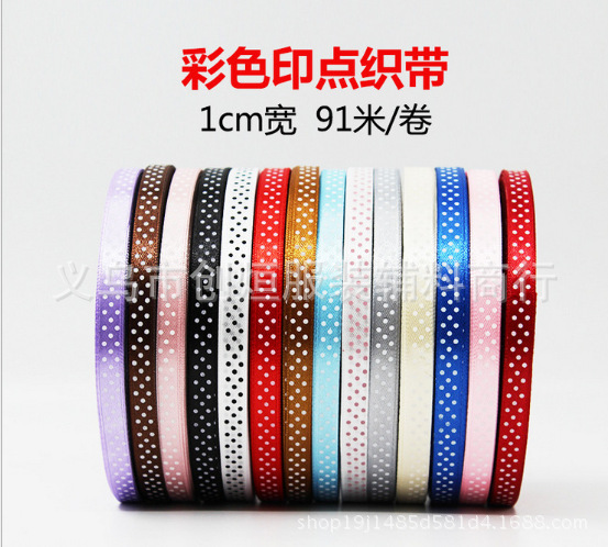 厂家直销1cm2.5cm印点织带缎带印logo发饰配件圆点手工礼品盒包装细节图