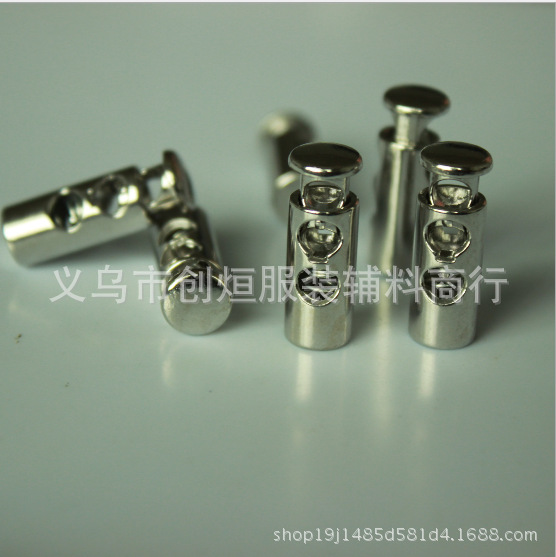 Factory direct sales of metal alloy rope buckles, metal double-hole clips, oval alloy spring buckles and adjustable buttons details Picture