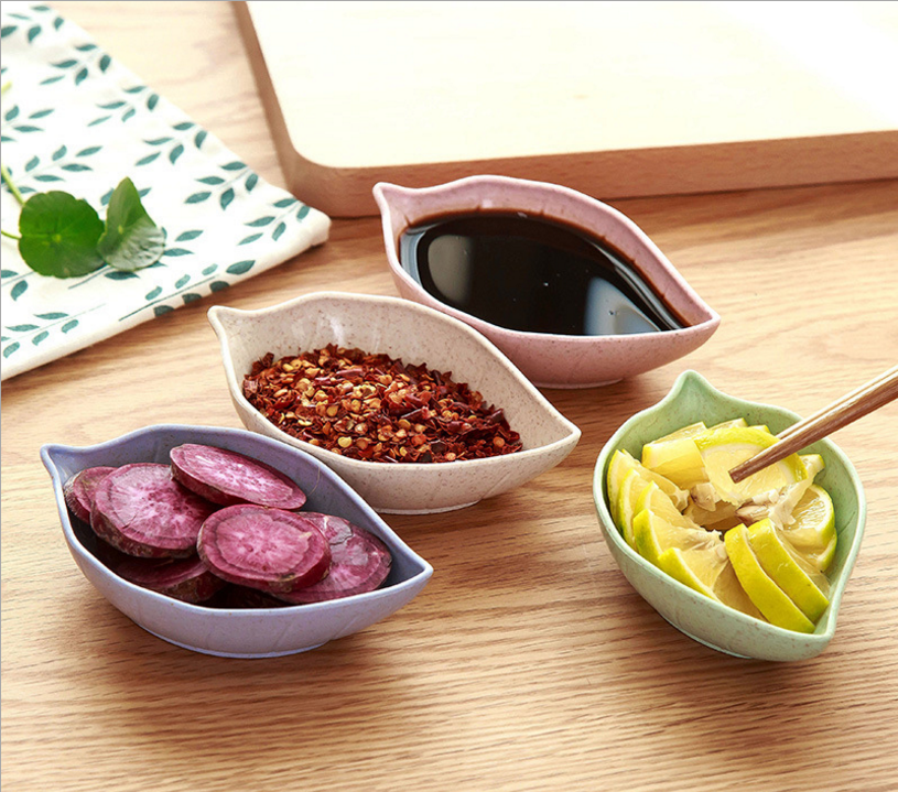 小麦秸秆树叶小碟子厨房多用调味碟调料酱醋餐具用品小吃醋碟菜碟产品图