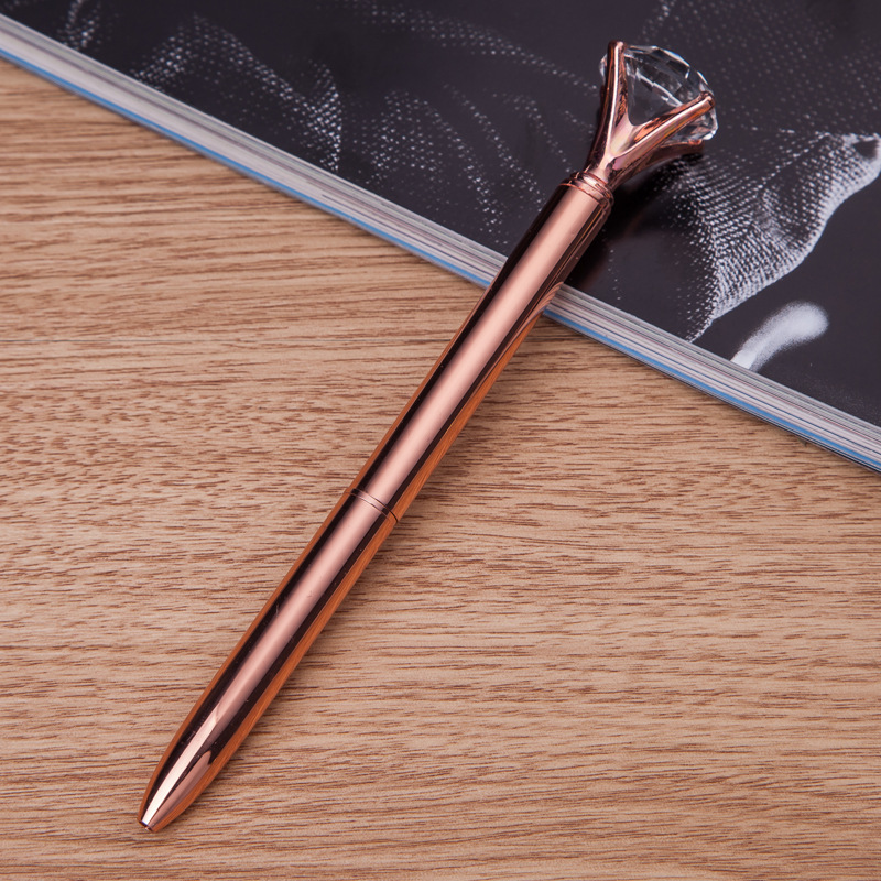 Factory direct sales of large diamond pens, business office metal pens, creative bullet heads, multi-color rotating ballpoint pens details Picture